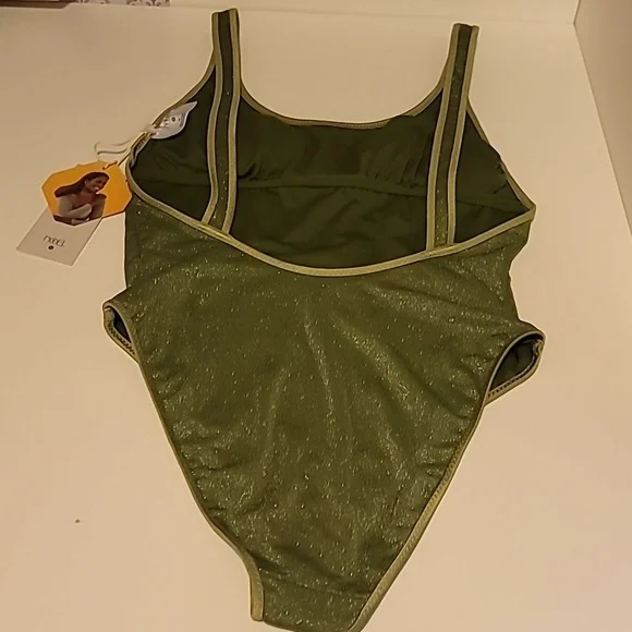 NWT Fe Noel X Target Dark Olive Metallic Swimsuit + NWT The Day Fashion Sunglass - Picture 9 of 16